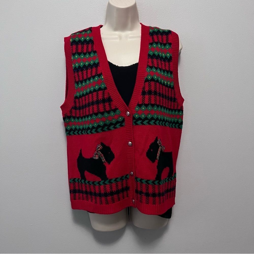 Alia Scottie Dog Knit Sweater Vest Size S  NWT!